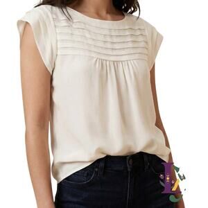 Banana Republic Ivory 100% Silk Pleated Blouse S